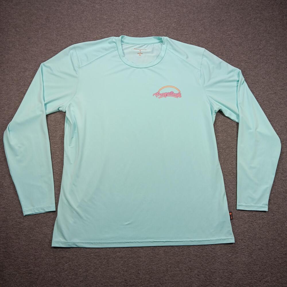 Margaritaville Shirt Mens XL Light Blue Long Sleeve Offshore Fishing Graphic